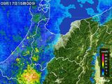 2015年09月17日の富山県の雨雲レーダー