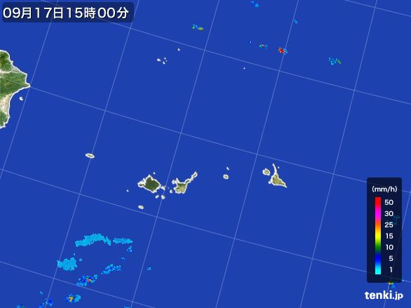 宮古・石垣・与那国(沖縄県)の雨雲レーダー(2015年09月17日)