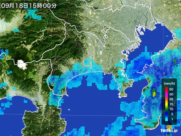 神奈川県の雨雲レーダー(2015年09月18日)