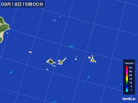 宮古・石垣・与那国(沖縄県)の雨雲レーダー(2015年09月18日)