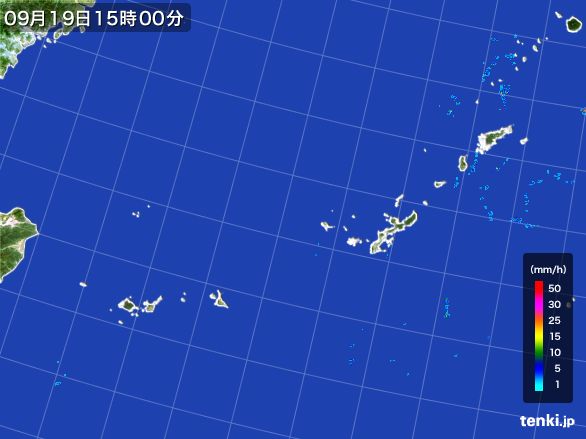 沖縄地方の雨雲レーダー(2015年09月19日)