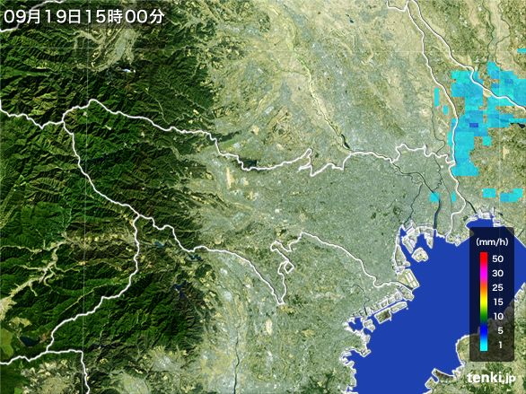 東京都の雨雲レーダー(2015年09月19日)