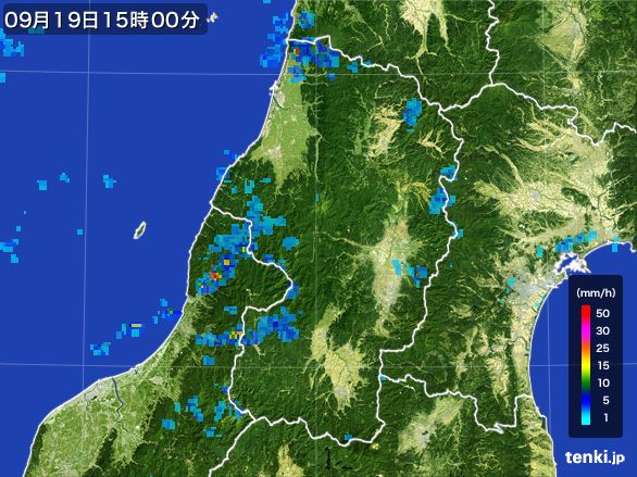 山形県の雨雲レーダー(2015年09月19日)
