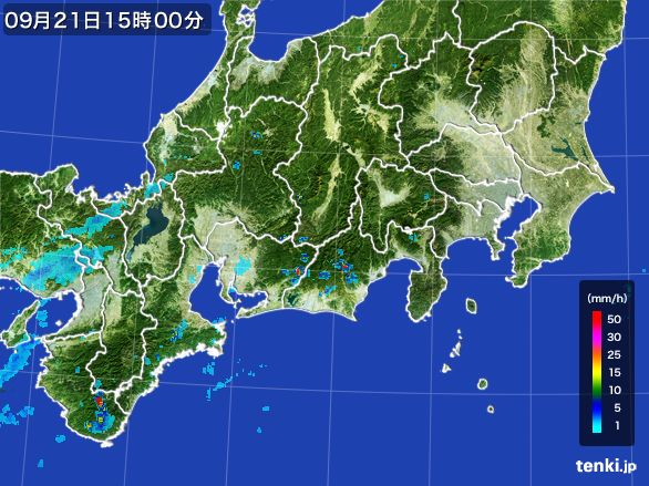 東海地方の雨雲レーダー(2015年09月21日)