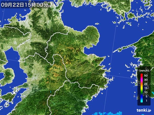 大分県の雨雲レーダー(2015年09月22日)