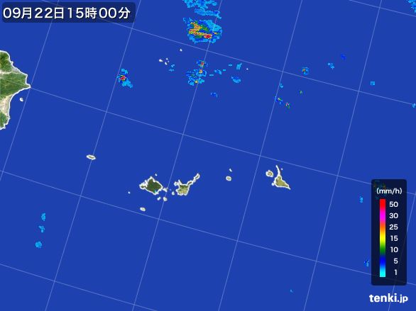 宮古・石垣・与那国(沖縄県)の雨雲レーダー(2015年09月22日)