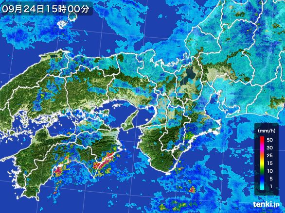 近畿地方の雨雲レーダー(2015年09月24日)