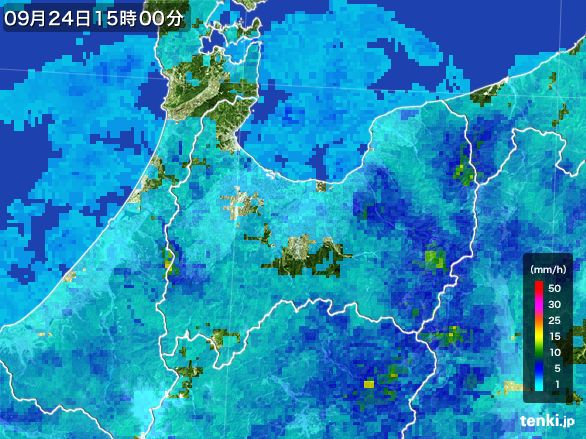 富山県の雨雲レーダー(2015年09月24日)