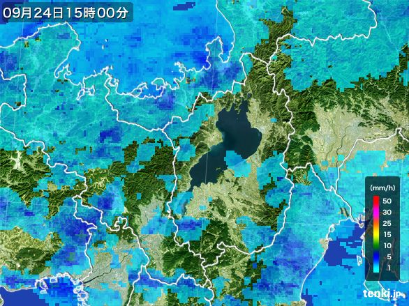 滋賀県の雨雲レーダー(2015年09月24日)