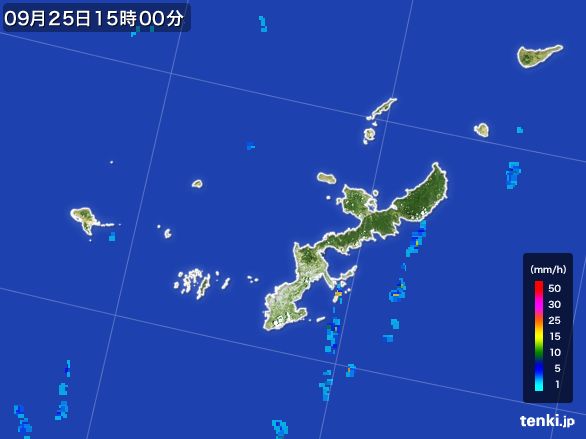 沖縄県の雨雲レーダー(2015年09月25日)