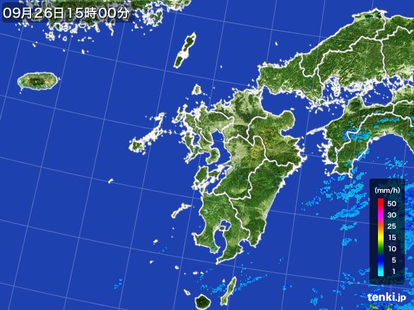 九州地方の雨雲レーダー(2015年09月26日)
