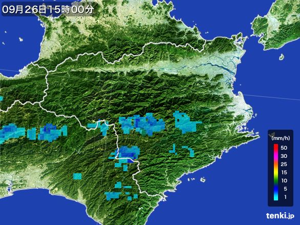 徳島県の雨雲レーダー(2015年09月26日)