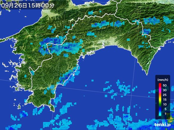 高知県の雨雲レーダー(2015年09月26日)