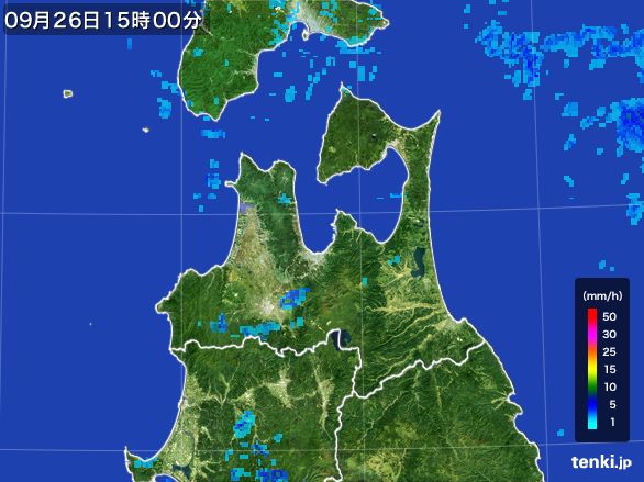 青森県の雨雲レーダー(2015年09月26日)