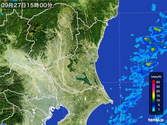 茨城県の雨雲レーダー(2015年09月27日)