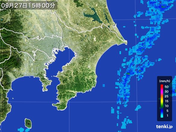 千葉県の雨雲レーダー(2015年09月27日)