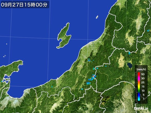 新潟県の雨雲レーダー(2015年09月27日)
