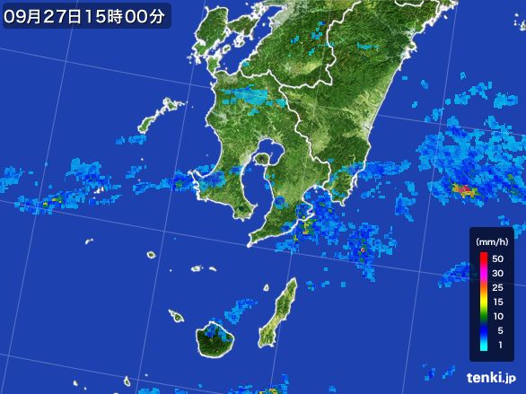 鹿児島県の雨雲レーダー(2015年09月27日)