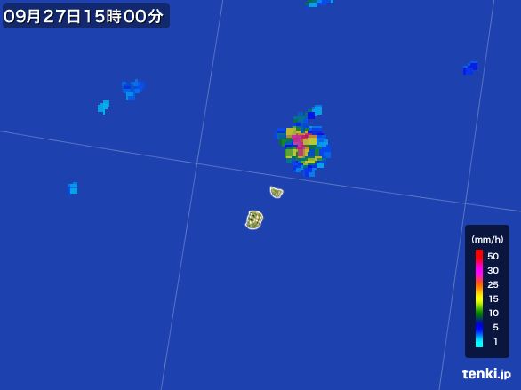 南大東島(沖縄県)の雨雲レーダー(2015年09月27日)