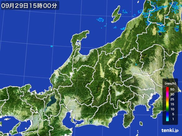 北陸地方の雨雲レーダー(2015年09月29日)