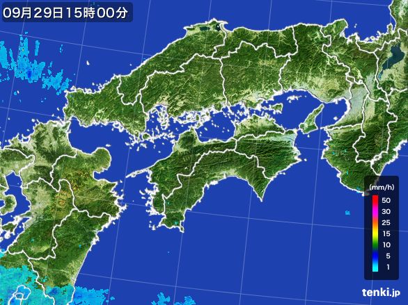 四国地方の雨雲レーダー(2015年09月29日)