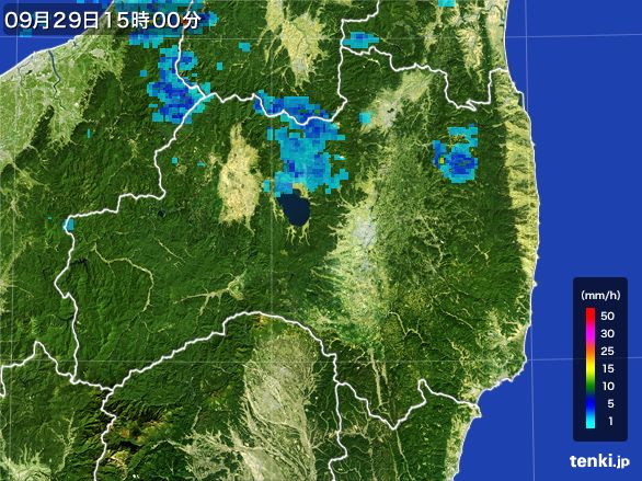 福島県の雨雲レーダー(2015年09月29日)