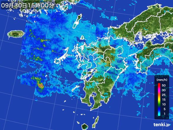 九州地方の雨雲レーダー(2015年09月30日)