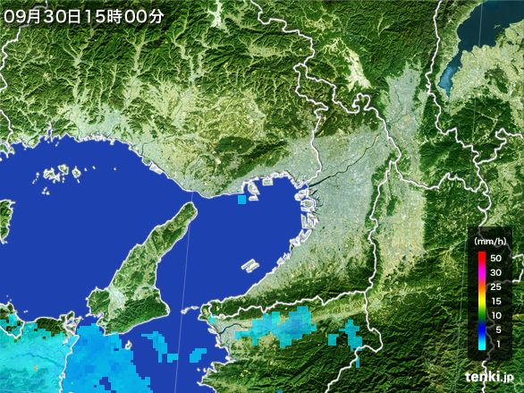 大阪府の雨雲レーダー(2015年09月30日)