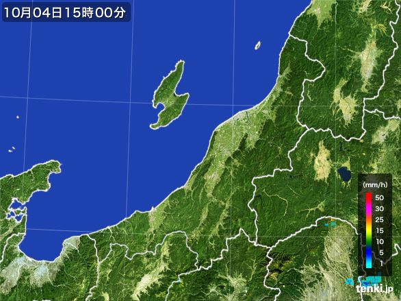 新潟県の雨雲レーダー(2015年10月04日)