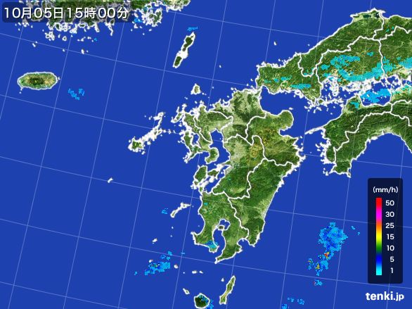 九州地方の雨雲レーダー(2015年10月05日)