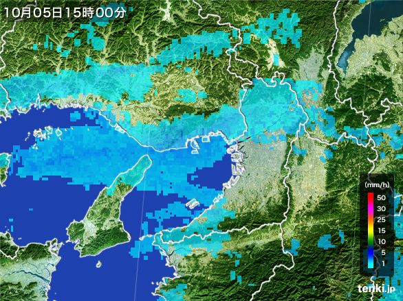 大阪府の雨雲レーダー(2015年10月05日)