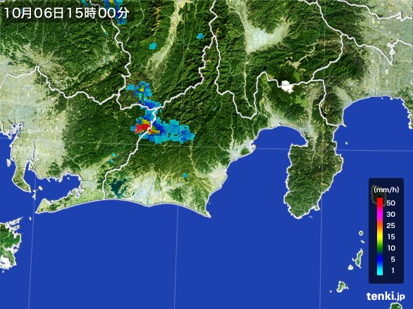 静岡県の雨雲レーダー(2015年10月06日)