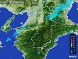 2015年10月11日の奈良県の雨雲レーダー