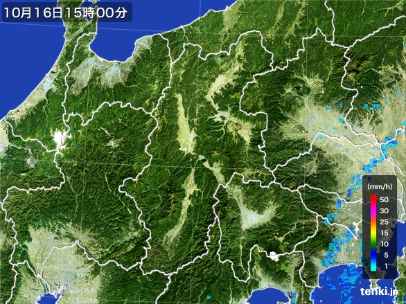 長野県の雨雲レーダー(2015年10月16日)