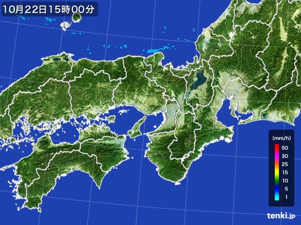 近畿地方の雨雲レーダー(2015年10月22日)