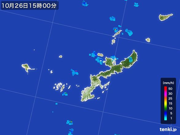 沖縄県の雨雲レーダー(2015年10月26日)