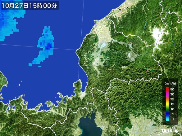 福井県の雨雲レーダー(2015年10月27日)