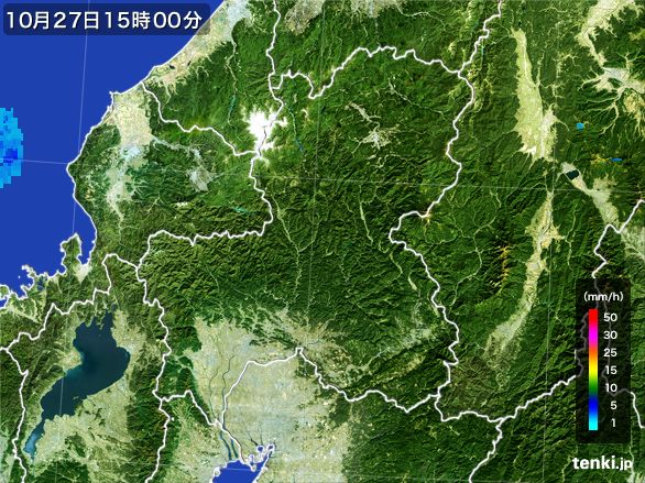 岐阜県の雨雲レーダー(2015年10月27日)
