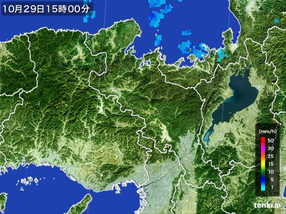 京都府の雨雲レーダー(2015年10月29日)