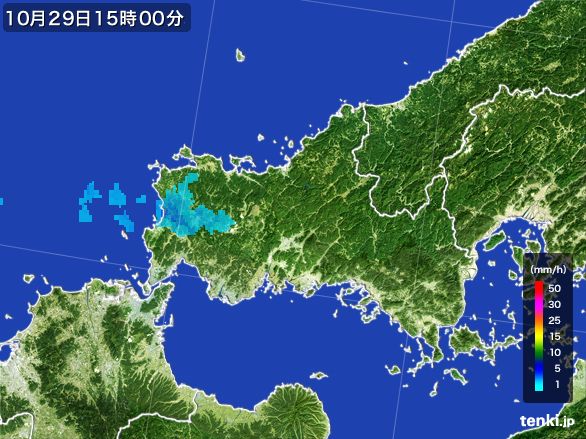 山口県の雨雲レーダー(2015年10月29日)