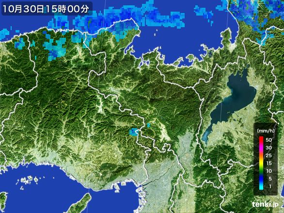 京都府の雨雲レーダー(2015年10月30日)