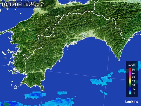 高知県の雨雲レーダー(2015年10月30日)