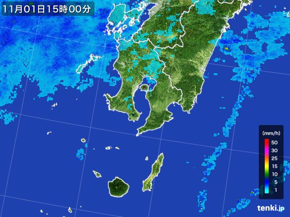 鹿児島県の雨雲レーダー(2015年11月01日)