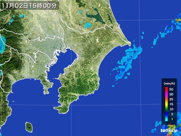 千葉県の雨雲レーダー(2015年11月02日)