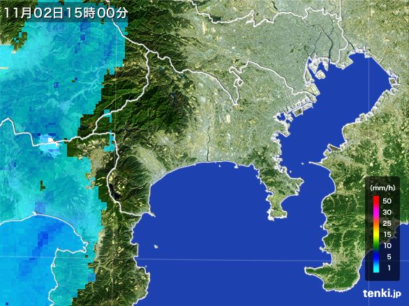 神奈川県の雨雲レーダー(2015年11月02日)