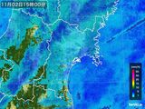 2015年11月02日の宮城県の雨雲レーダー