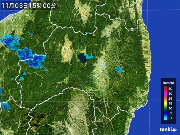 福島県の雨雲レーダー(2015年11月03日)