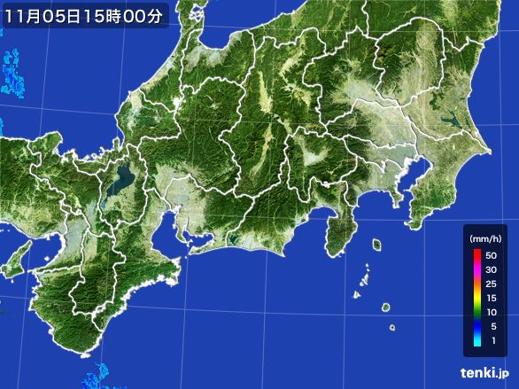 東海地方の雨雲レーダー(2015年11月05日)