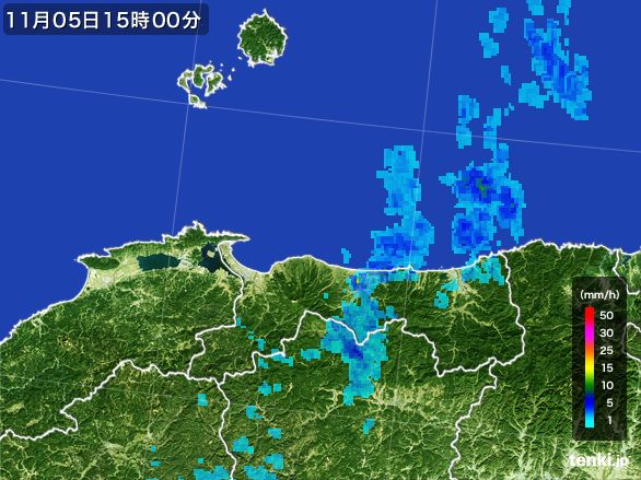 鳥取県の雨雲レーダー(2015年11月05日)