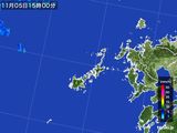 2015年11月05日の長崎県(五島列島)の雨雲レーダー
